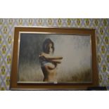 1970's Oil on Canvas Nude, Signed But with Indistinct Signature