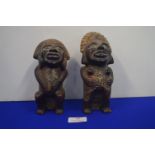 Pair of South American Painted Pottery Fertility Figures