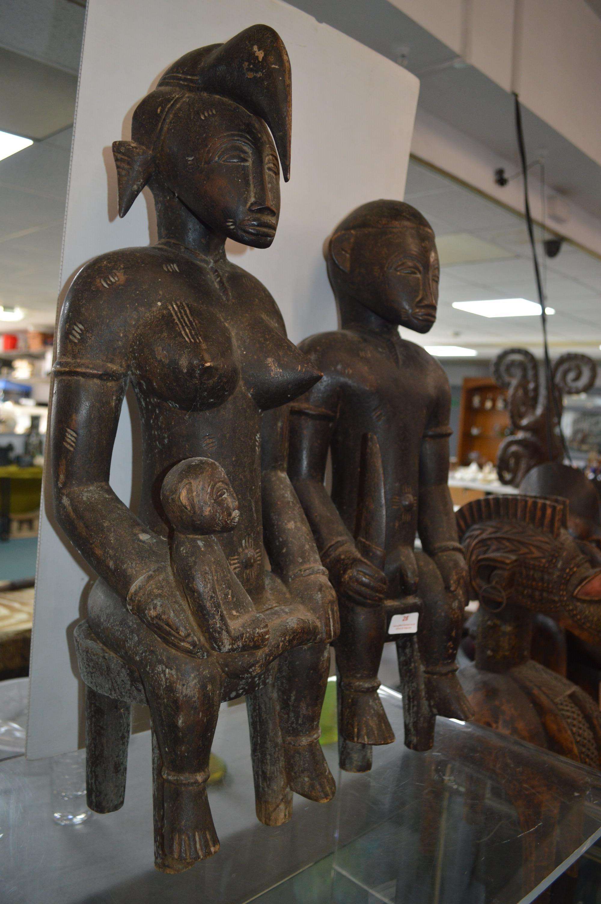 Pair of Carved African Wooden Fertility Figures 67cm tall - Image 2 of 3