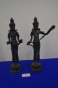 Pair of Bronze Bodhisattva Figures