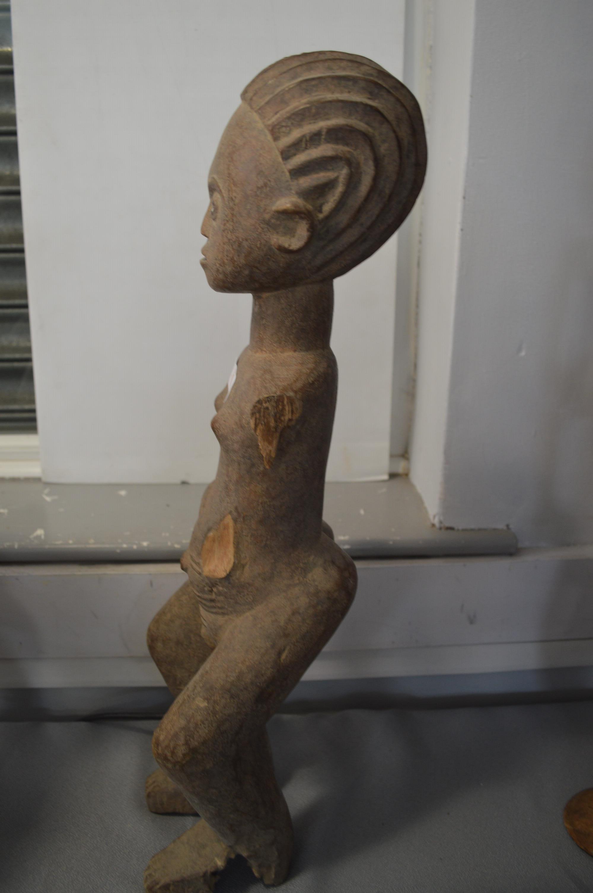 African Carved Wooden Fertility Figure (one arm missing) - Image 2 of 4