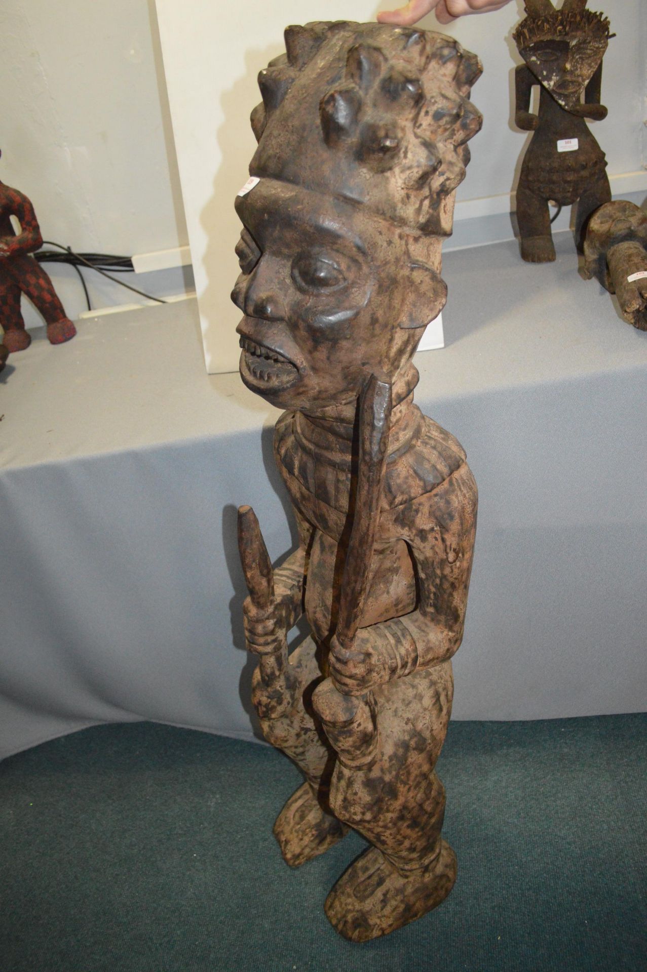 Songye Carved Wooden Figure of a Drummer 120cm tall - Image 4 of 4