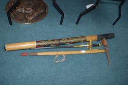 Decorative Toledo Sword, Ethnic Axe, and a Digeridoo