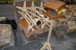 *Pallet of Nine Stained Bird Tables with Unstained Supports