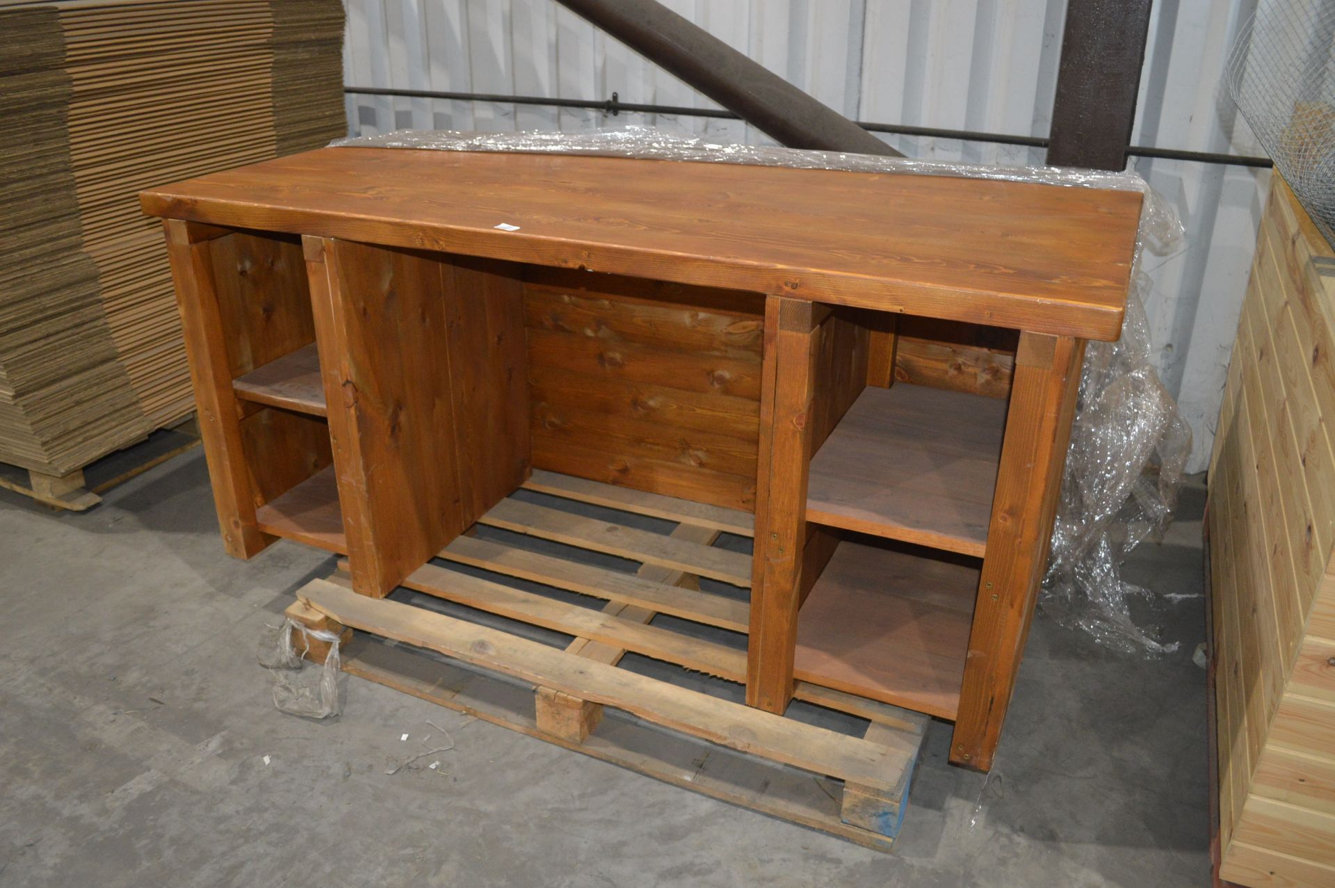 *Pine Double Pedestal Worktable