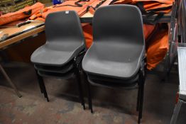 *Six Stackable Steel Framed Plastic Chairs