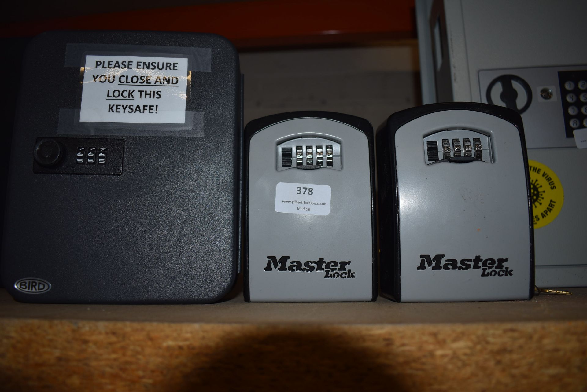 *Two Masterlock Key Safes and a Miniature Key Safe (all with security codes)