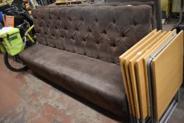 *Brown Upholstered Built-In Sofa 215x60cm