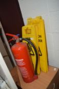 *Four Wet Floor Signs and a Foam Fire Extinguisher