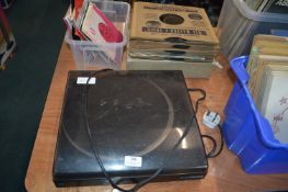 Record Turntable, 7" Singles, and 78s