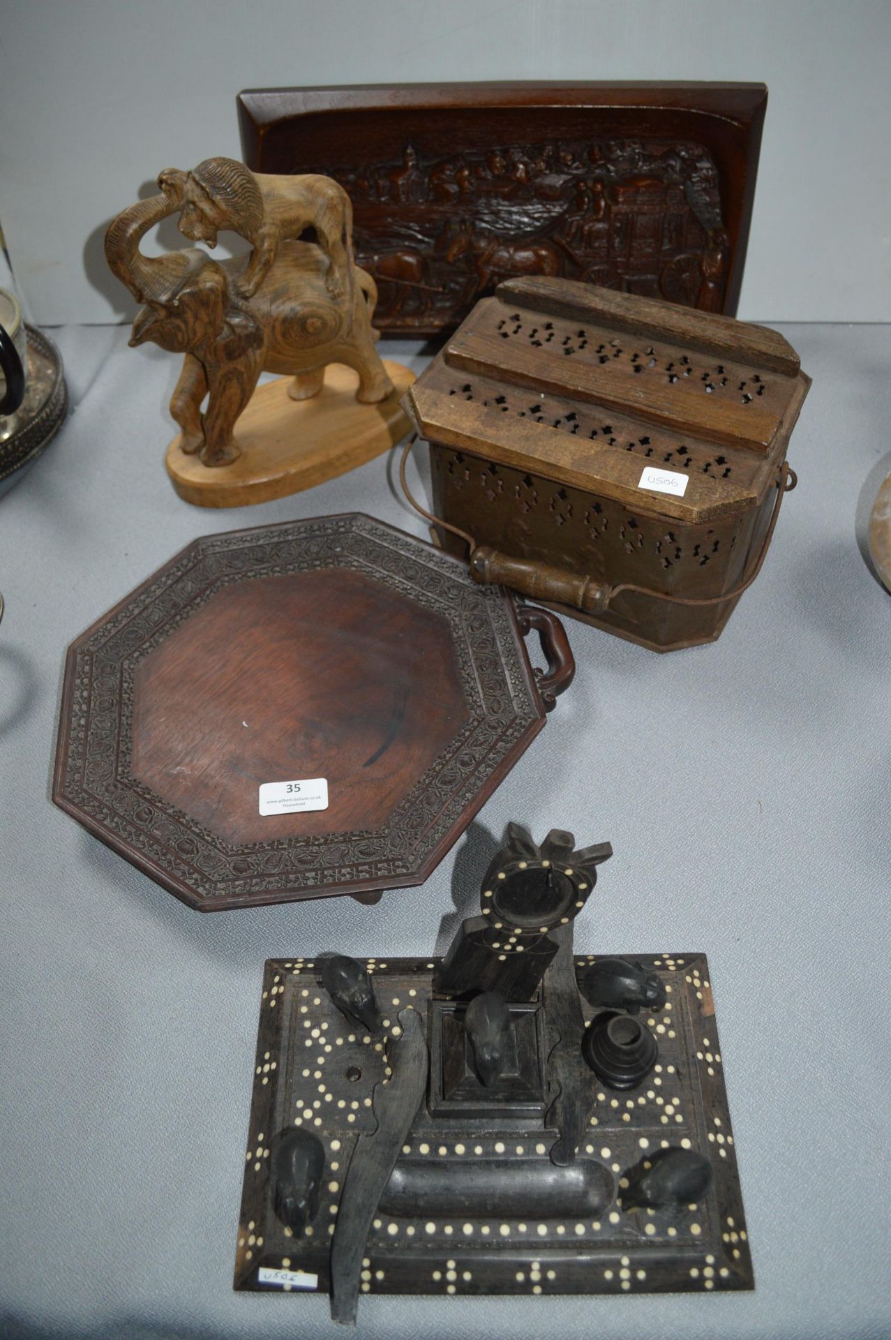 Carved Eastern Animals and Plates, etc.