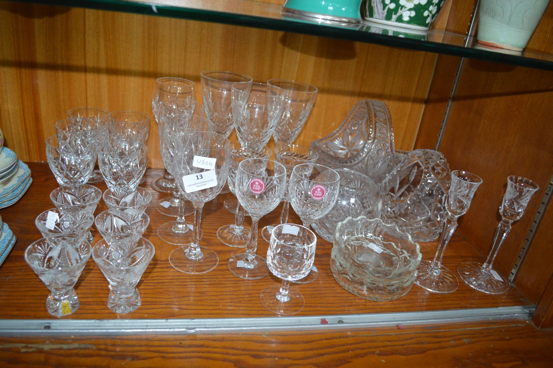 Lead Crystal Wine Glasses, Baskets, Dishes, etc.
