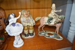 Distressed Pottery Figures, Horses, Toby Jug, etc.