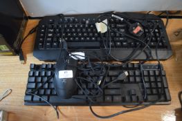 Two Gaming Keyboards, Mouse, etc.