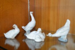 Four Lladro Nao Dog and Geese Figures