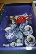 Blue & White Pottery Teapots, Vases, etc.