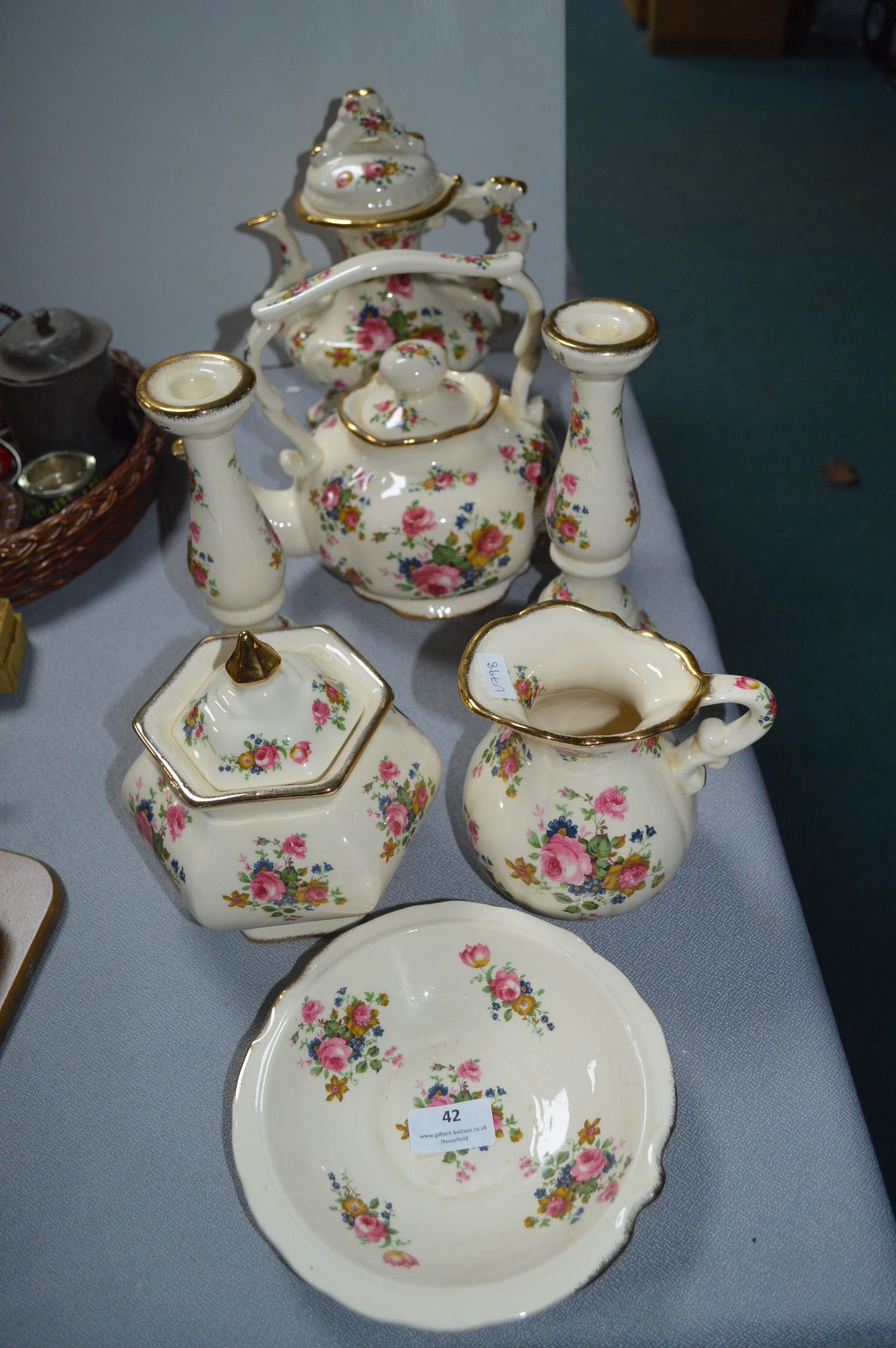 Staffordshire Pottery Teapots, Candlesticks, etc.