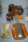 Decorative Items Including Pewter Tobacco Box etc.