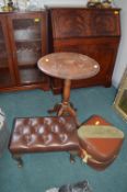 Vintage Oak Wine Table plus Footstool and a Pouffe