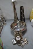 Metal Bowl, Candlestick, Spoons, etc.