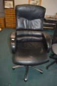 *Black Leather Office Swivel Chair