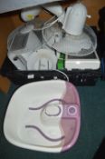 Assorted Electrical Items: Foot Spa, Fan, Toaster,