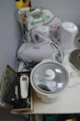 Assorted Electrical Items: Irons, Travel Kettles,