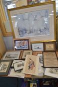 Framed Pictures and Prints Including Russell Flint