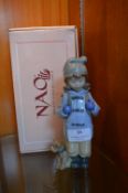 Nao Lladro Girl with Puppy Figure