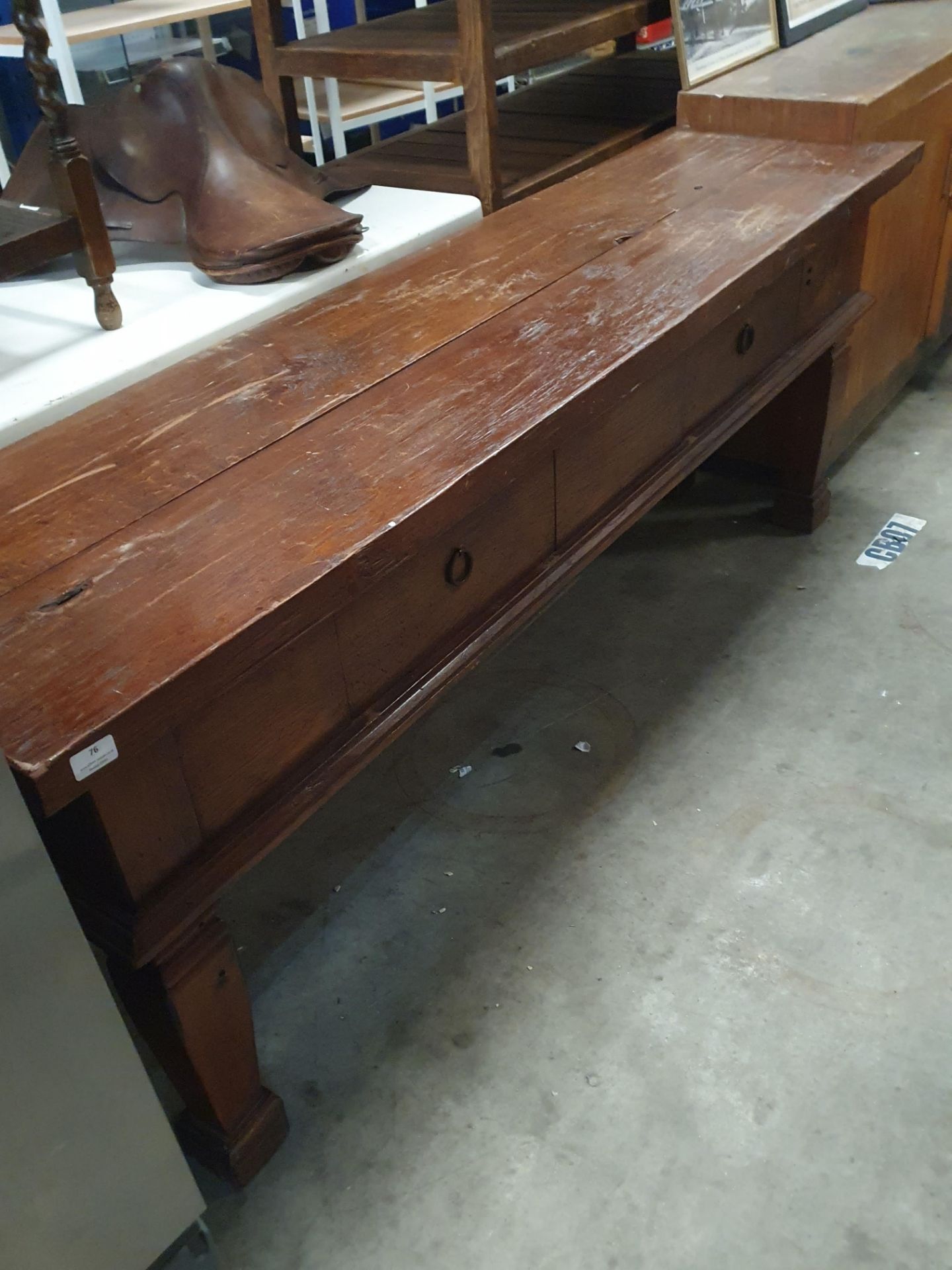 * solid wooden console table with 2 drawers. 1950w x 500d x 760h - Image 3 of 4