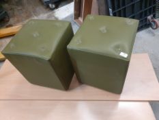* 2 olive green pouffes