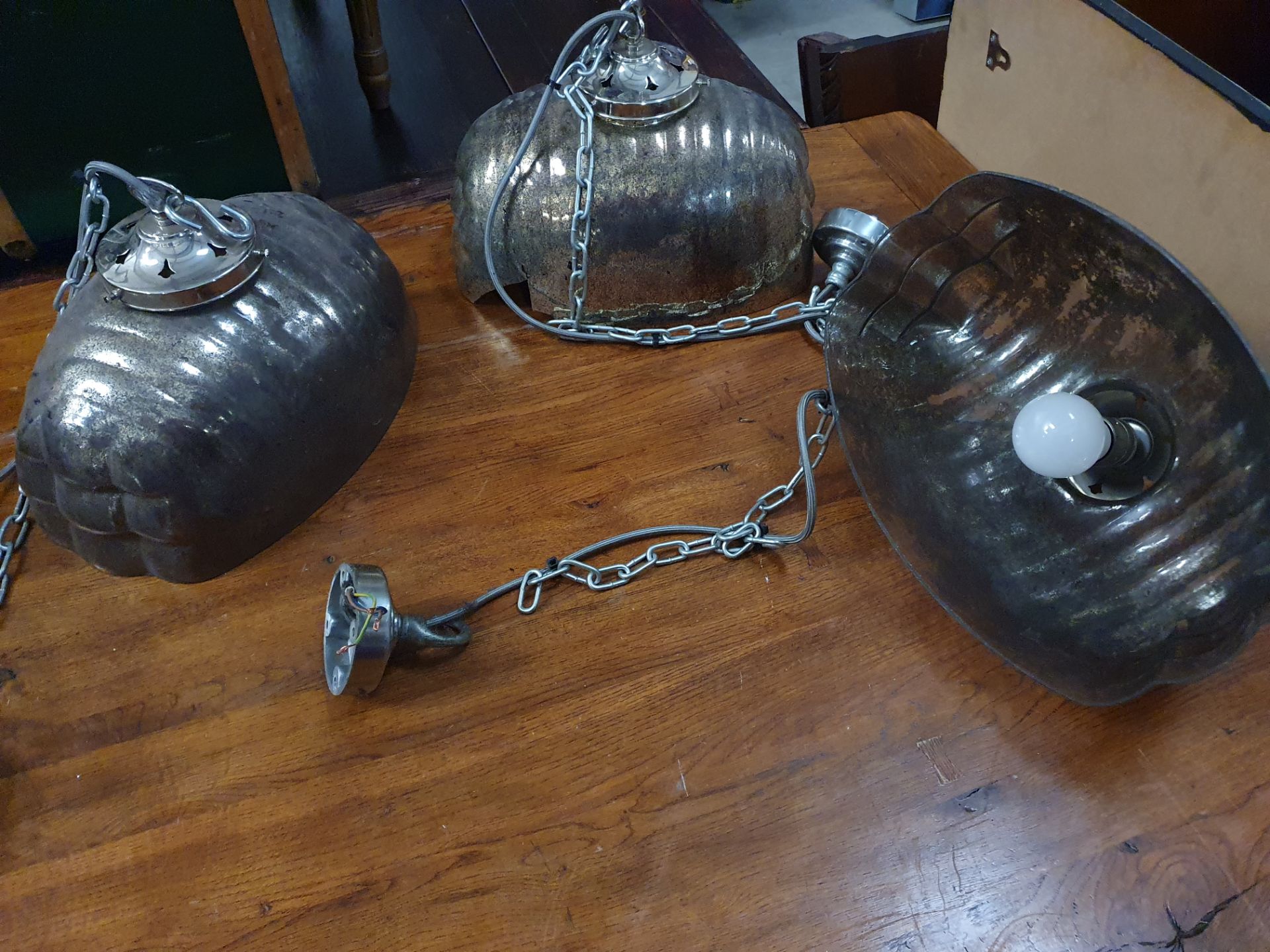 * 3 x pendant light fittings (one shade damaged)