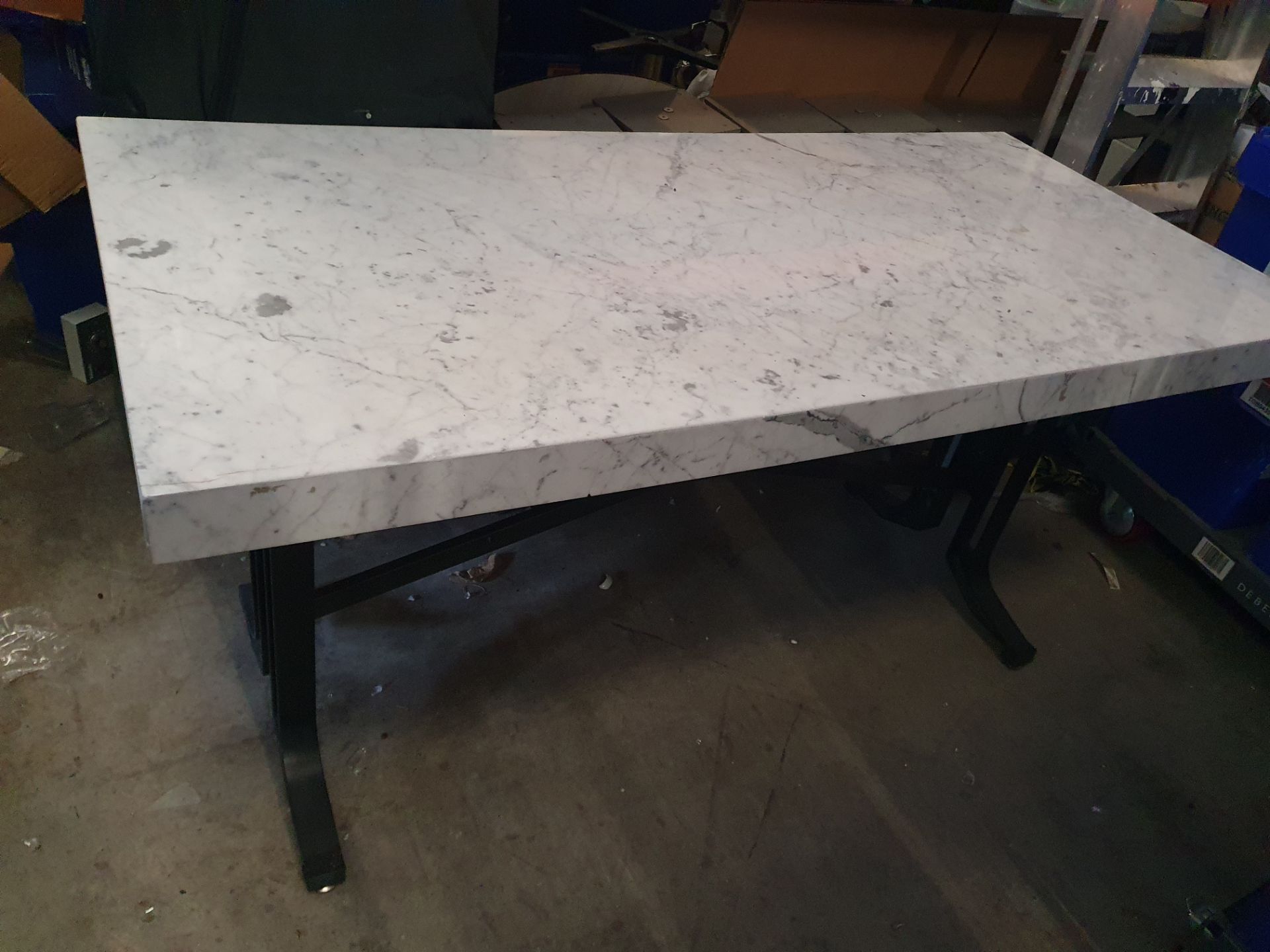 *cast iron base with marble topped table - very heavy - 1600w x 770d x 820h - Bild 2 aus 4