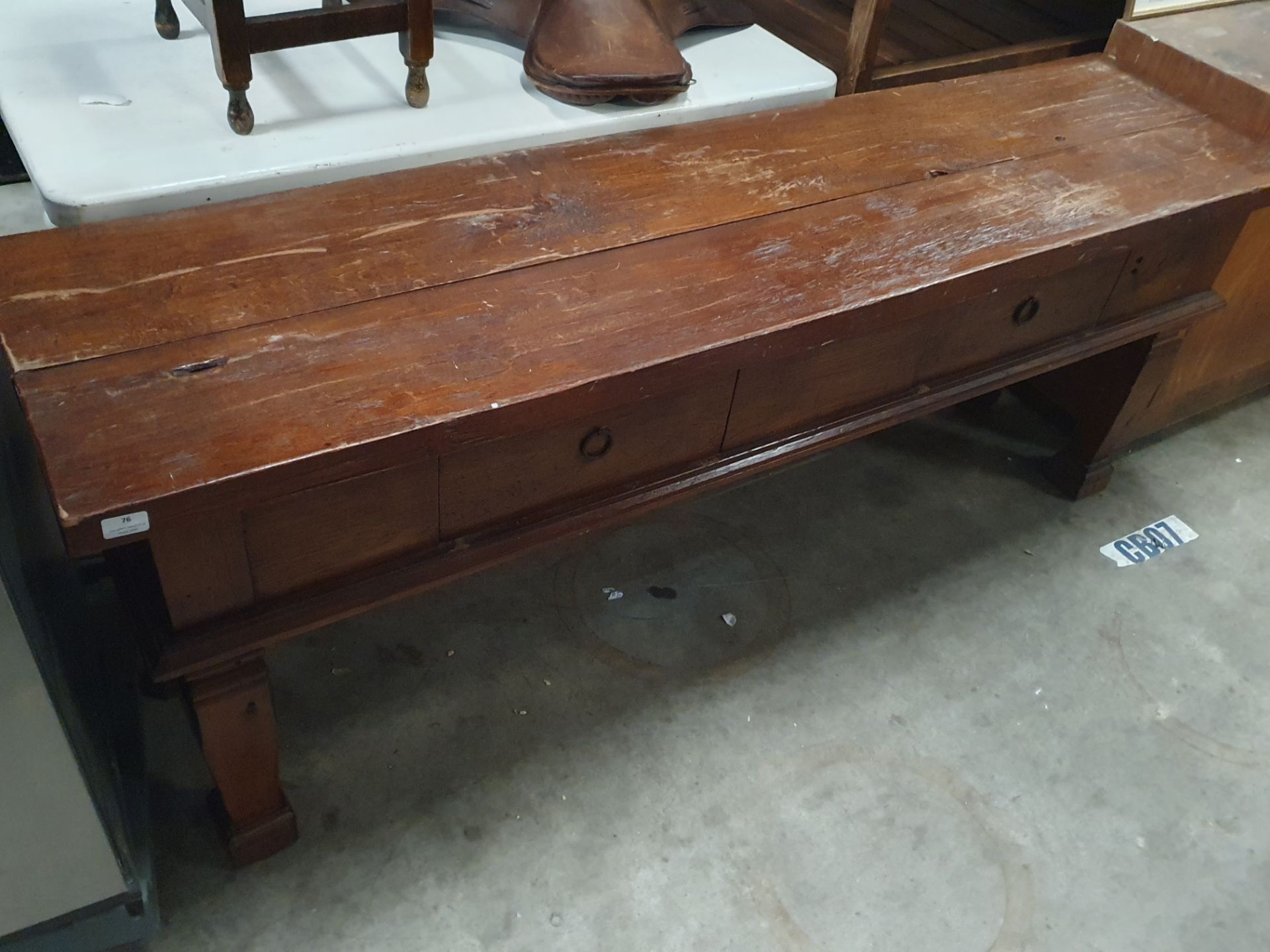 * solid wooden console table with 2 drawers. 1950w x 500d x 760h