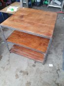 * 3 tier industrial table with shelf - 800w x 800d x 750h