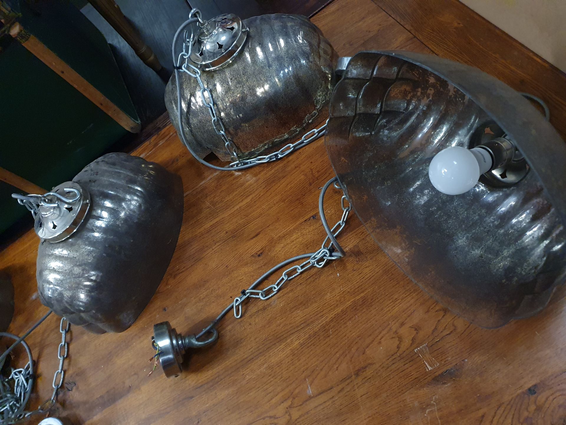 * 3 x pendant light fittings (one shade damaged) - Image 2 of 3