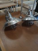 * 2 x desirable chrome industrial light fittings with 'caged' bulb