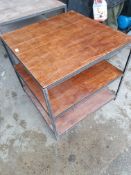 * 3 tier industrial table with shelf - 800w x 800d x 750h