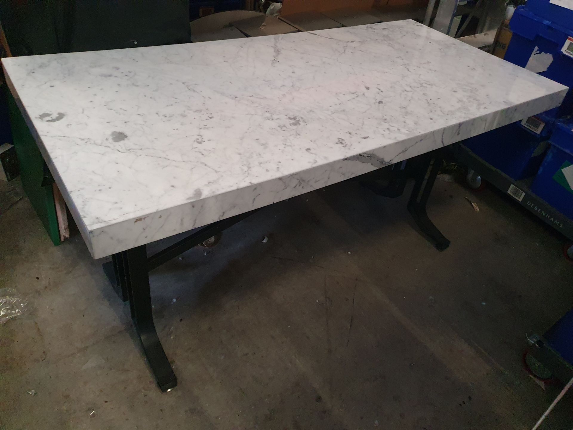 *cast iron base with marble topped table - very heavy - 1600w x 770d x 820h - Bild 3 aus 4