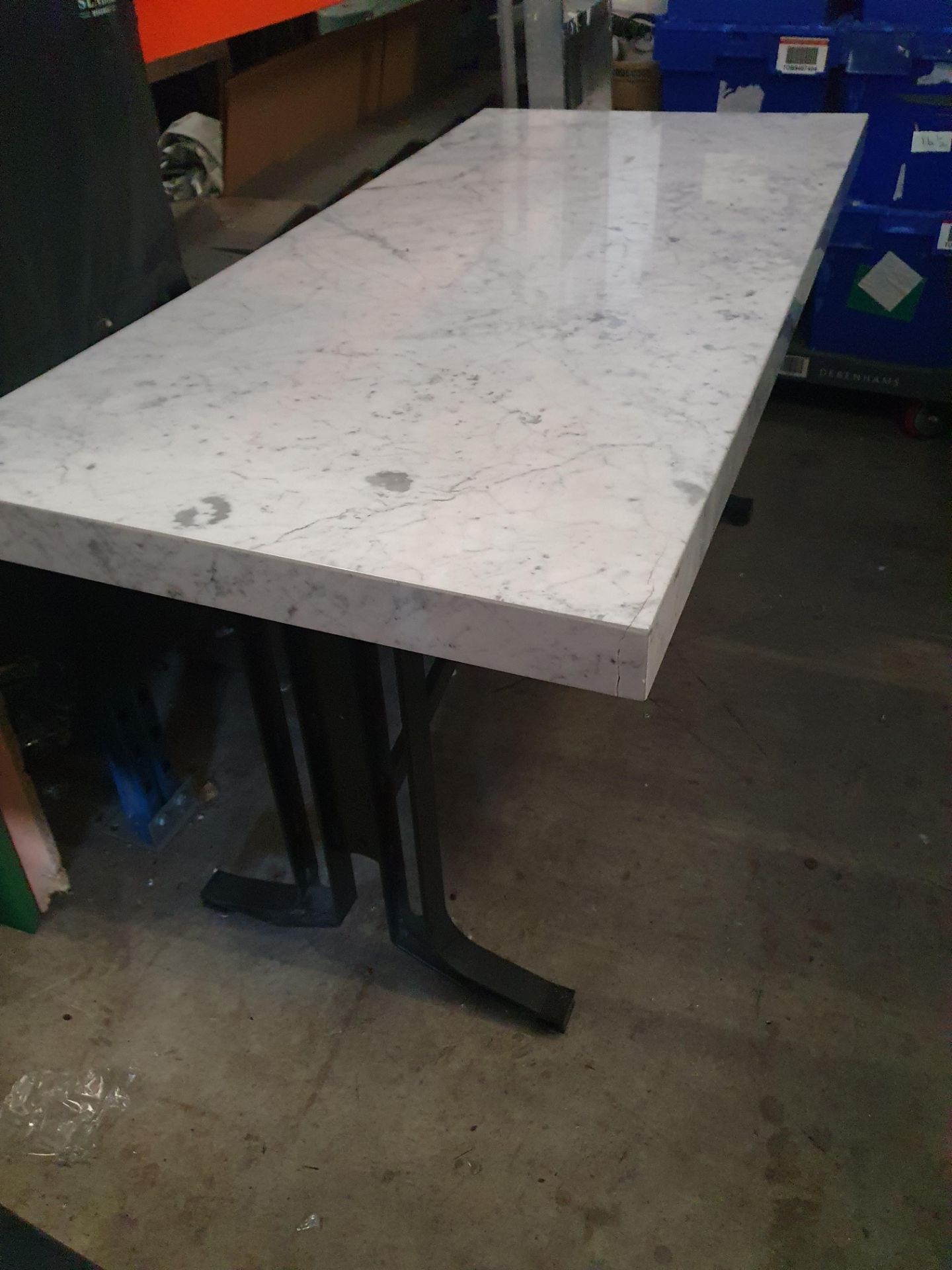 *cast iron base with marble topped table - very heavy - 1600w x 770d x 820h