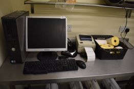 *Dell OptiPlex Desktop Computer with Zebra LP2844 label Printer