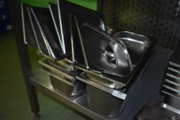 *Eight Genware 1/3 100mm and 150mm Bain Marie Inserts with Covers