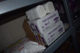 *Two Boxes of No.1 Poly Coated Lids and a Box of 200x250 Bopp Bags, Napkins, etc.