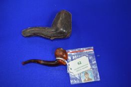 Small Meerschaum Carved Pipe with Case, and a Saving Stamp