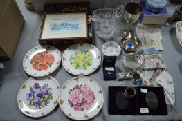 Decorative Plates, Plated Ware, Vintage Handkerchi