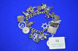 925 Sterling Silver Bracelet with Mixed Silver Charms ~68g gross