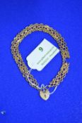 *9k Gold Gate Chain Bracelet with Locket ~6.6g (AF - requires repair)