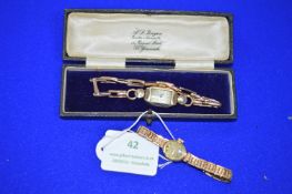 Rotary Ladies 9k Gold Wristwatch with 9k Strap ~11.1g gross, plus Vintage Gold Plated Wristwatch