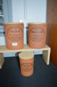 Three Terracotta Kitchen Storage Jars