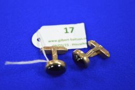 *Pair of 9k Gold Cufflinks with Red Stones ~8.1g